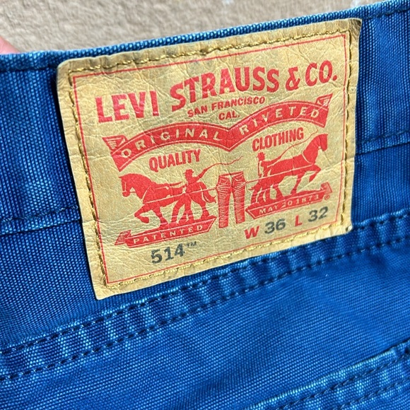 Xl Men’s Levi White Tab Navy Blue 100% Cotton Canvas Jean Material Size W32”L36” - Picture 2 of 9